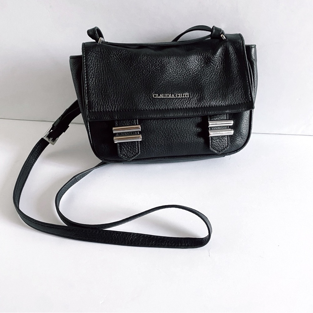 CLAUDIA CIUTI Genuine Leather Black Crossbody Bag
